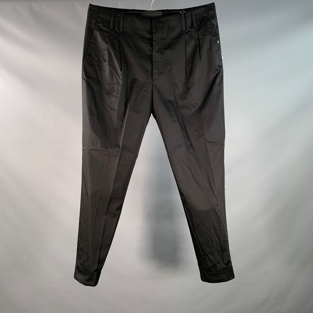 PAUL SMITH Size 34 Black Cotton Pleated Formal Tapered Dress Pants